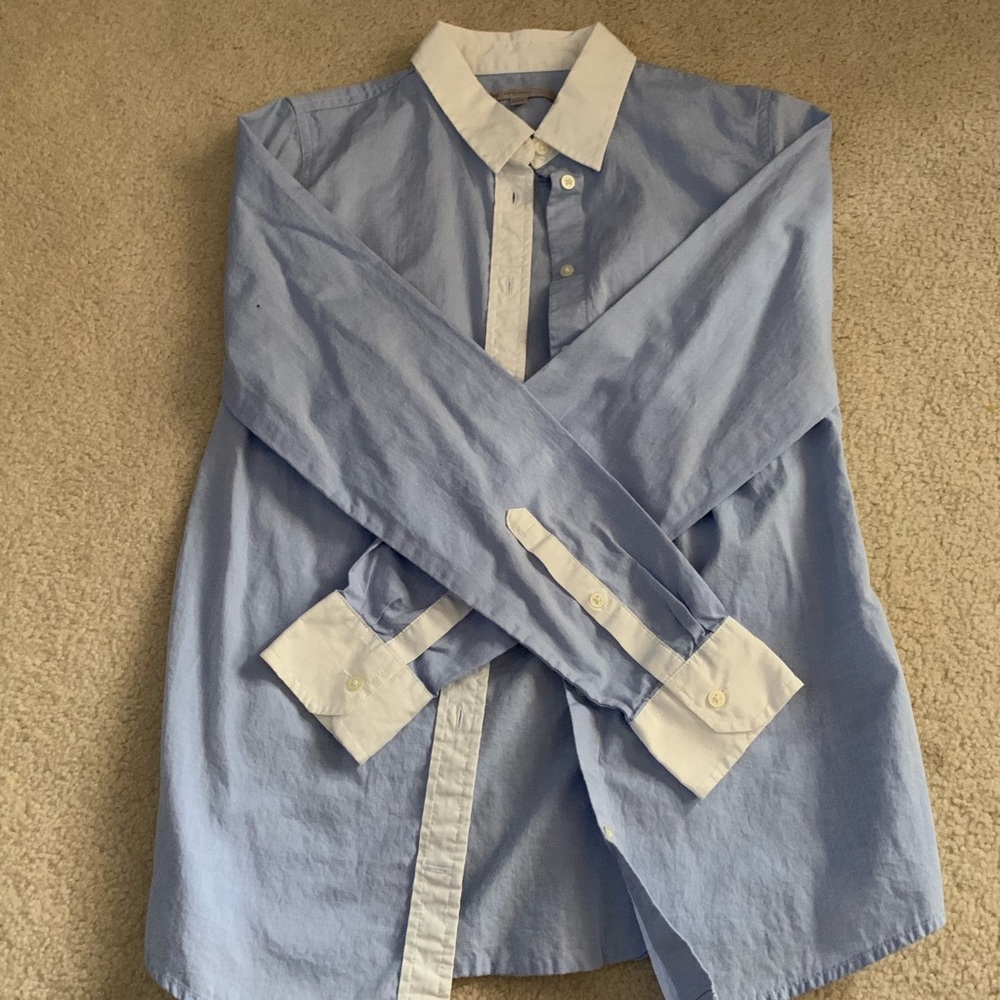 XS Gap Button Down Blue with White Trim